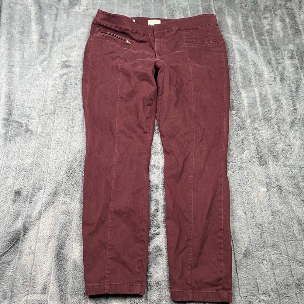Loft Outlet Modern Skinny Ankle Pants Maroon Burgundy Size 14 Womens Stretch